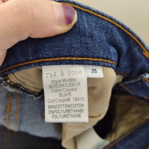 Rag & Bone Medium Wash Ankle Skinny Frayed Hem Midrise Jeans Size 25 - Picture 12 of 14